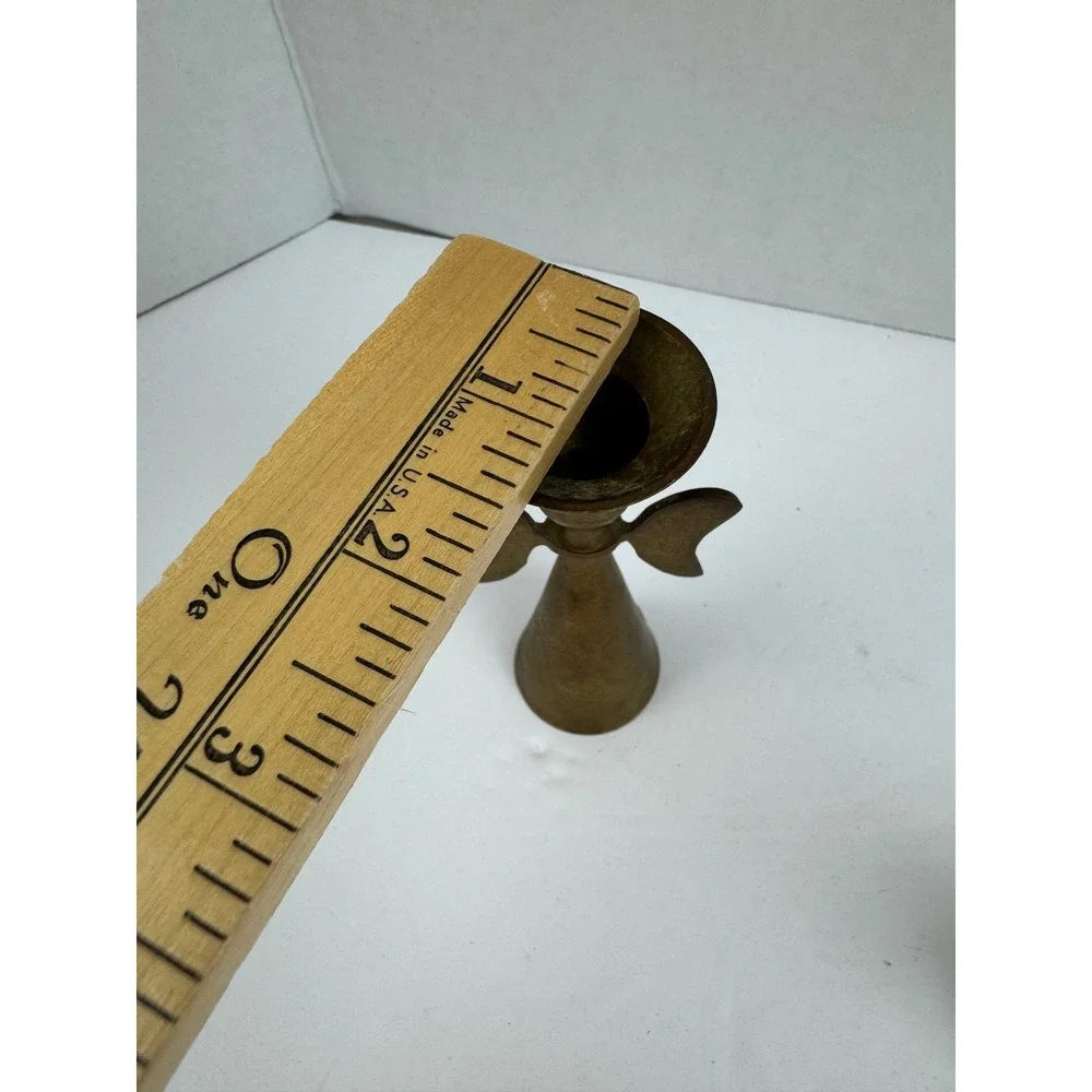Vintage Brass Angel Candle Holder and Snuffer Set Made in India Gold Taper 2pc